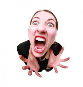 Woman Screaming with head in the air